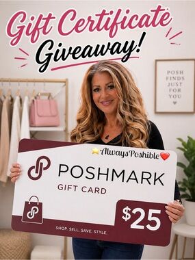 GIVEAWAY $25 Poshmark Gift Certificate + FREE Shipping (all paid by me 😘)